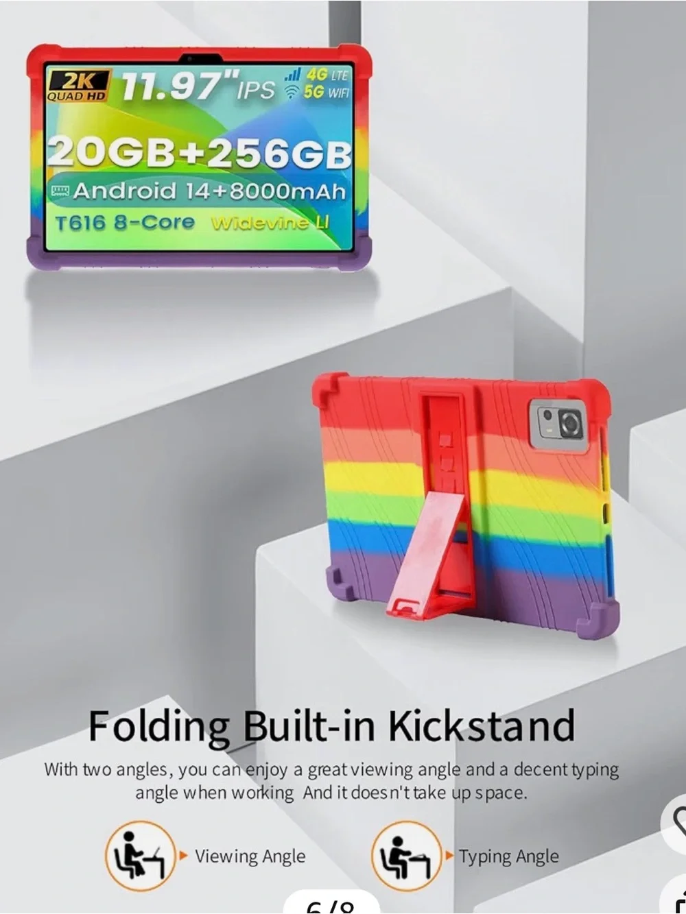 Rainbow colored Android Tablet Soft Cover- 11.97